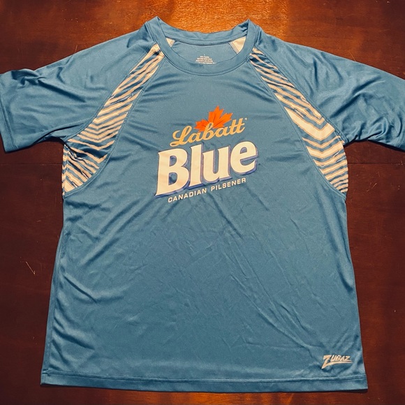 Zubaz Dri Fit Long Sleeve Mens L Labatt Blue Canadian Pilsner Beer Pullover - Picture 2 of 6
